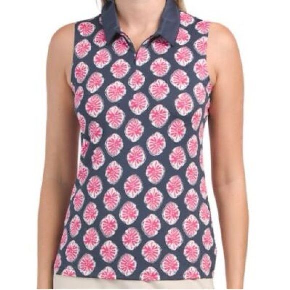 Tommy Bahama Pink Upf 50 Women’s Small Sleeveless Zip Collar Golf Top Shirt - Picture 1 of 11